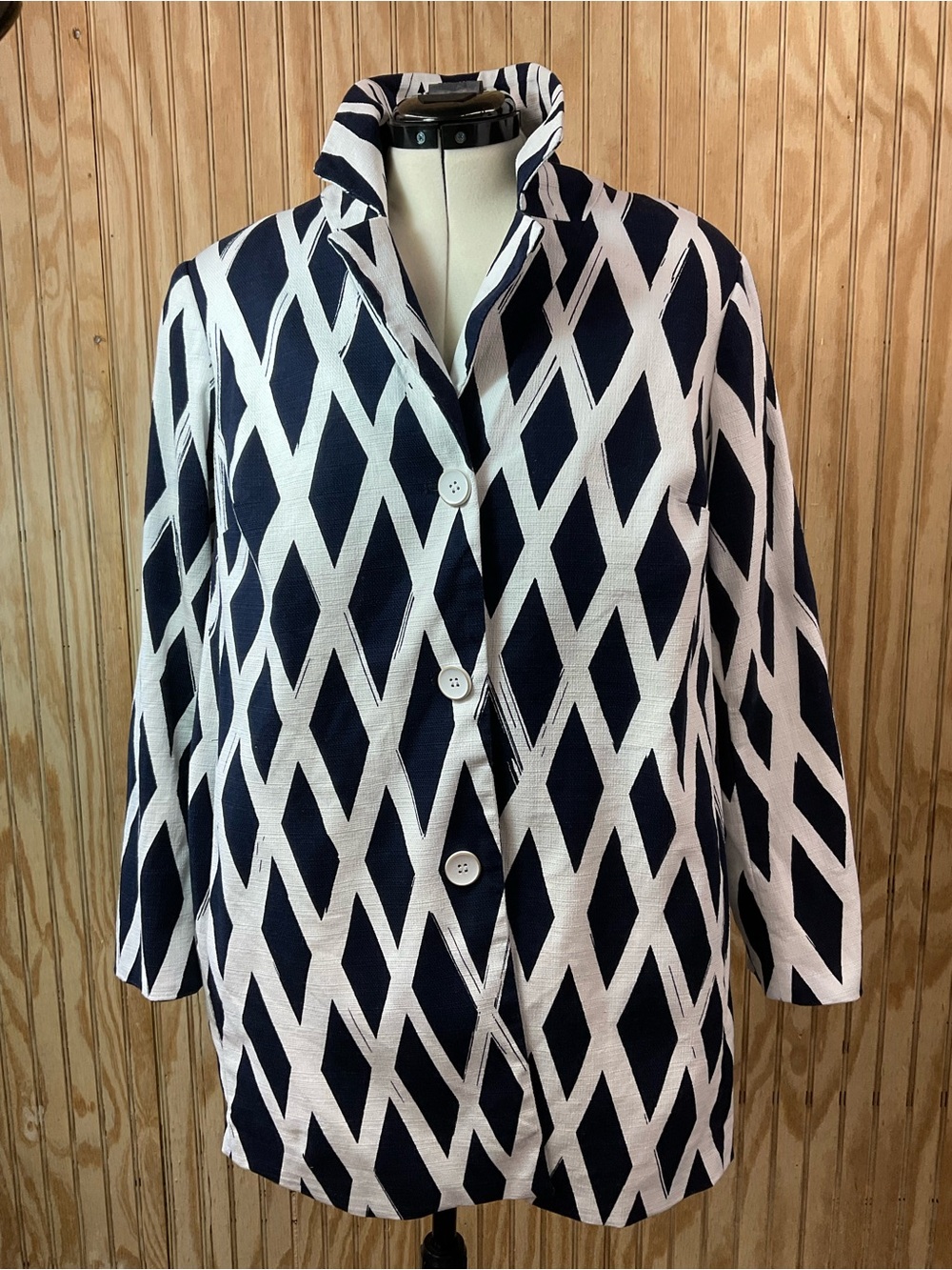 dennis basso Navy and White Blazer